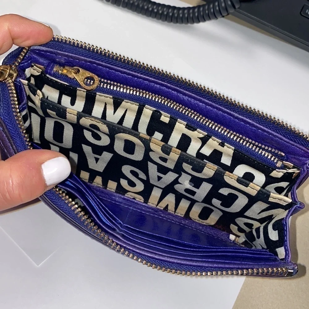 Marc Jacobs Totally Turnlock Purple Leather Wallet